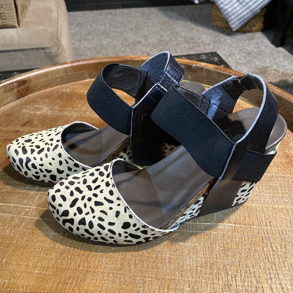 Corkys Timeout Leopard Print Calf Hair Wedges 6.5 Women Comfortable Shoes Heels